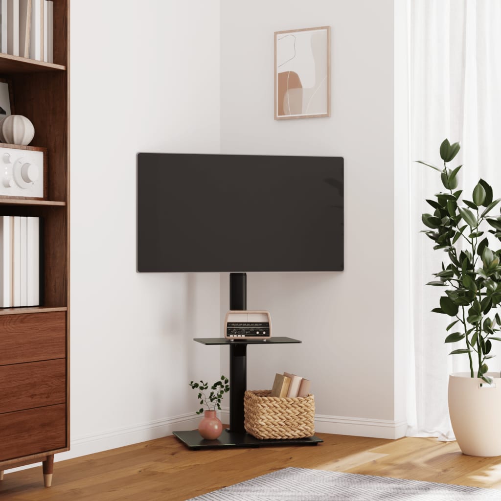 Suport TV pe colț cu 2 niveluri pentru 32-65 inch, negru