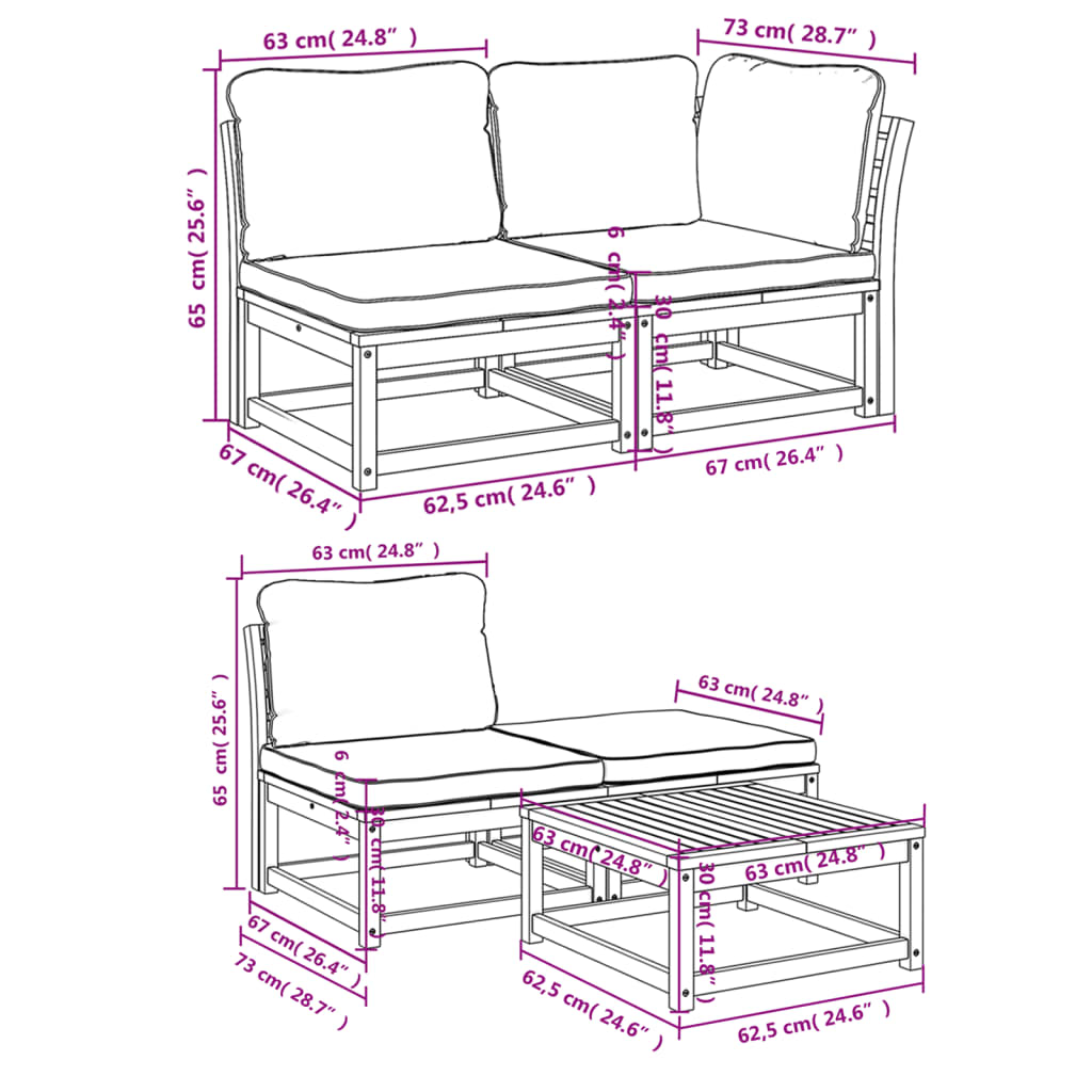 Set mobilier de grădină cu perne, 5 buc., lemn masiv acacia