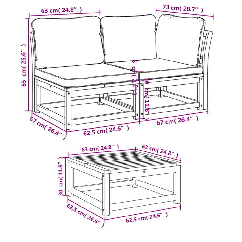 Set mobilier grădină cu perne, 9 piese, lemn masiv acacia