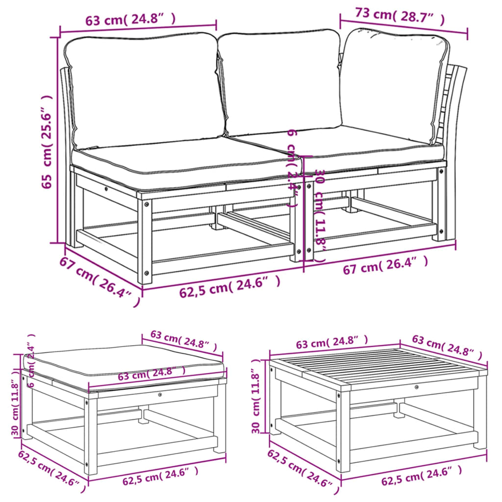 Set mobilier grădină cu perne, 8 piese, lemn masiv acacia