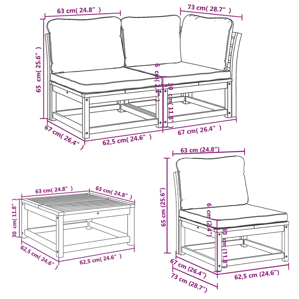 Set mobilier grădină cu perne, 7 piese, lemn masiv acacia