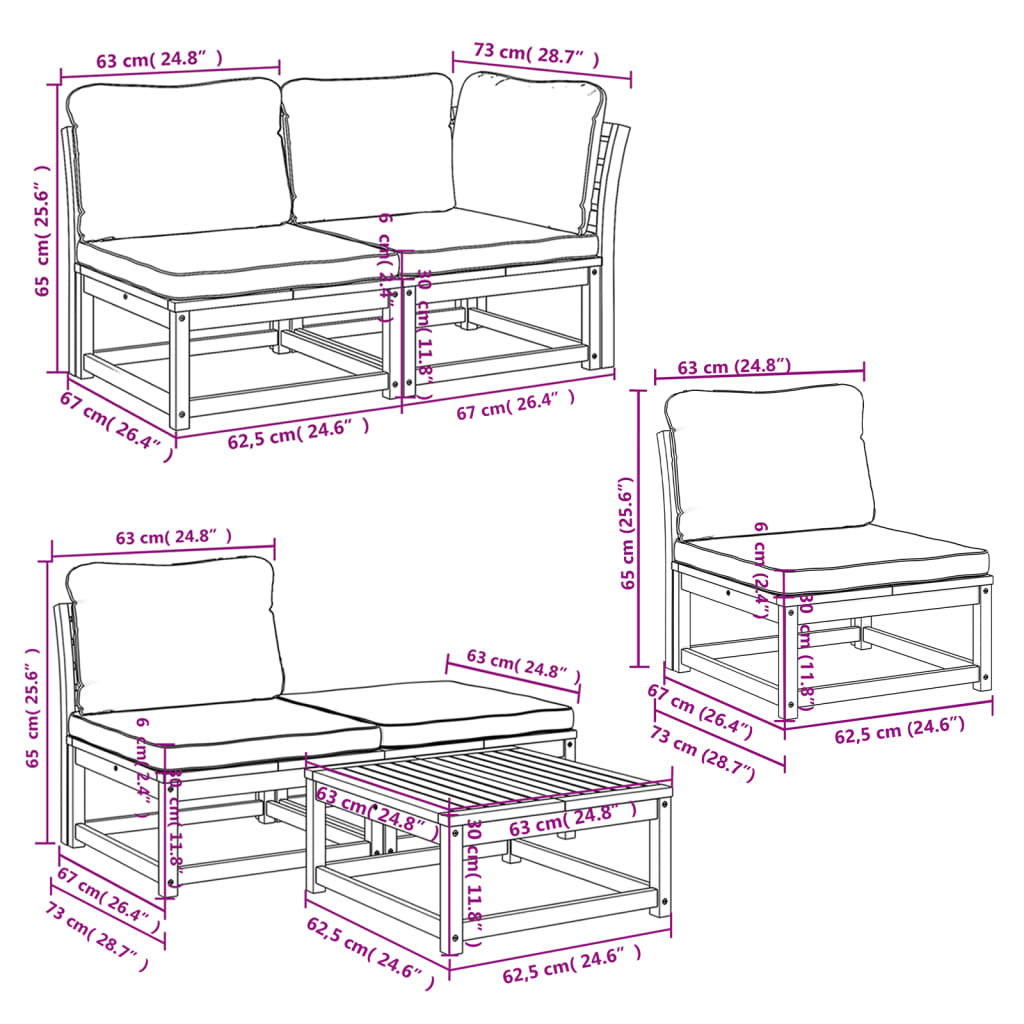 Set mobilier grădină cu perne, 8 piese, lemn masiv acacia