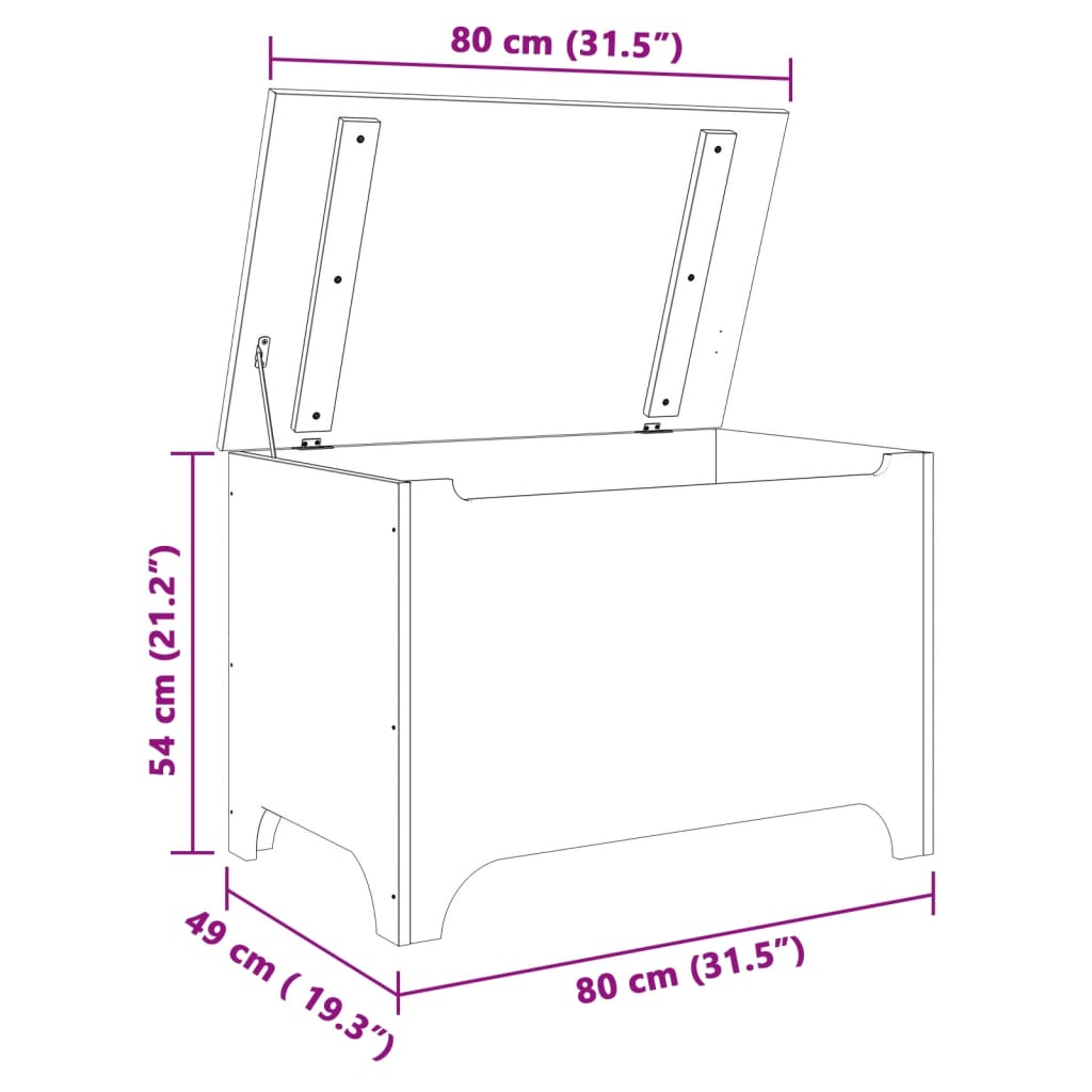 Cutie de depozitare cu capac "RANA" 80x49x54 cm, lemn masiv pin