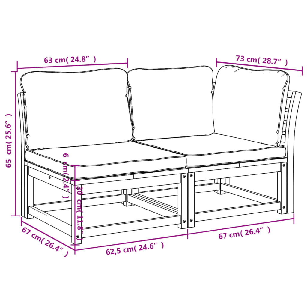 Set mobilier de grădină cu perne, 2 piese, lemn masiv de acacia