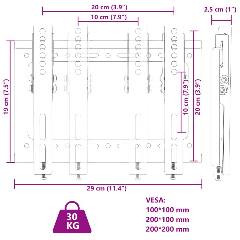 Suport TV de perete, ecran 14-42 inchi Max VESA 200x200 mm 30kg