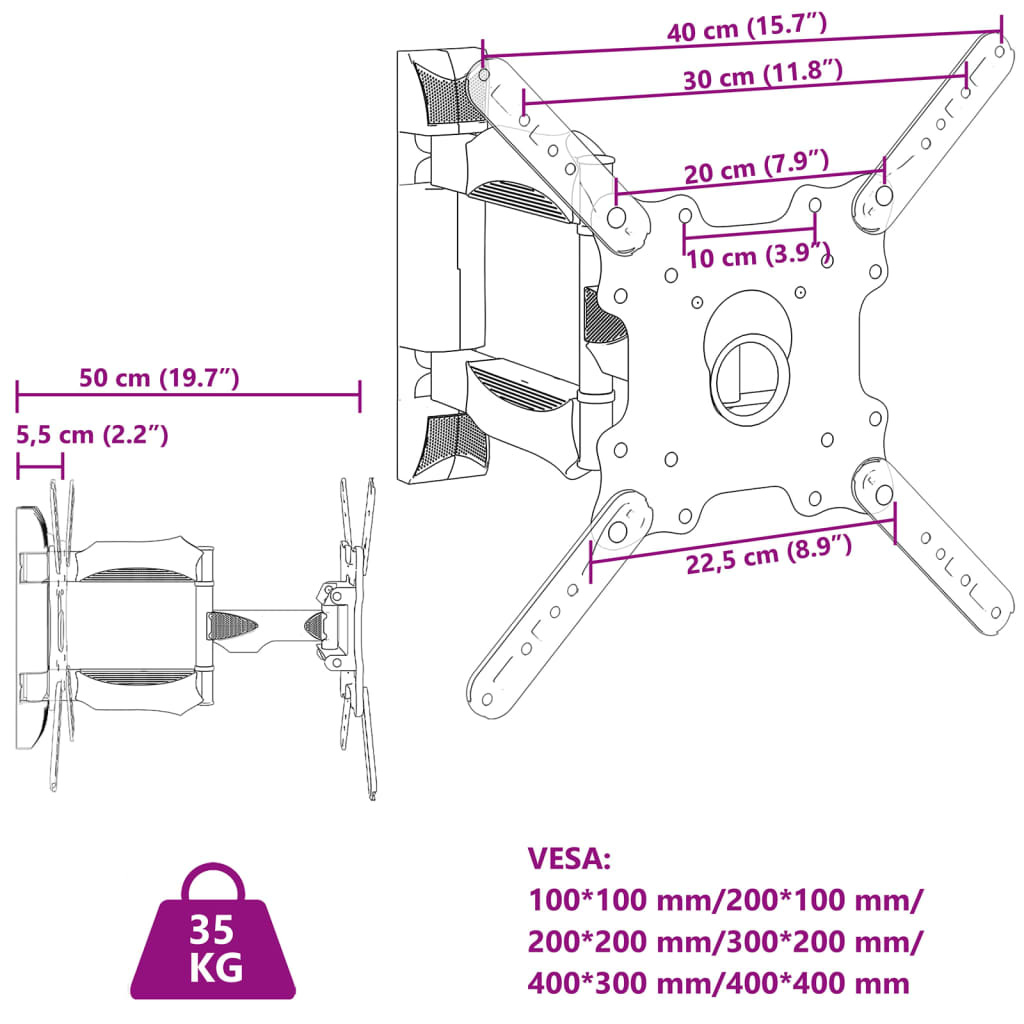 Suport TV de perete ecran 32-55 inchi Max VESA 400x400 mm 35kg