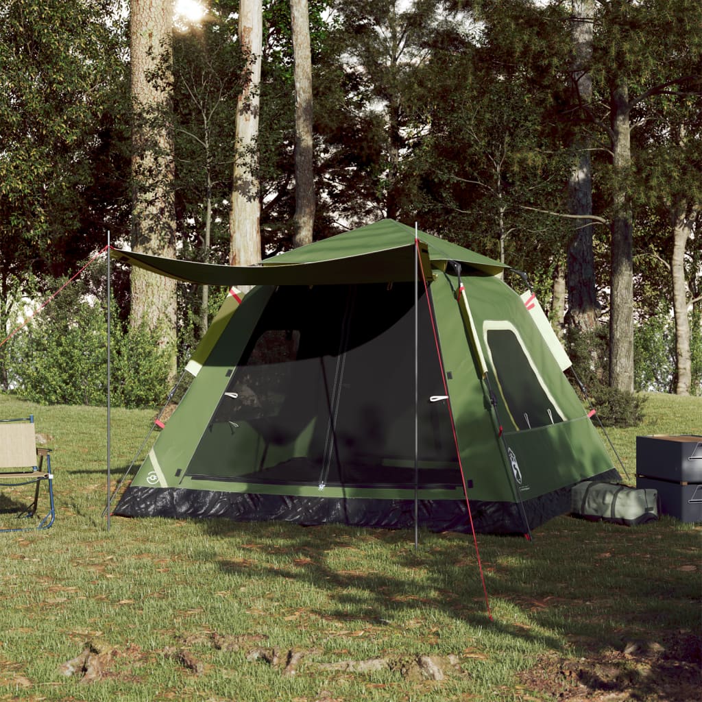 Cort de camping cupolă 5 persoane, setare rapidă, verde