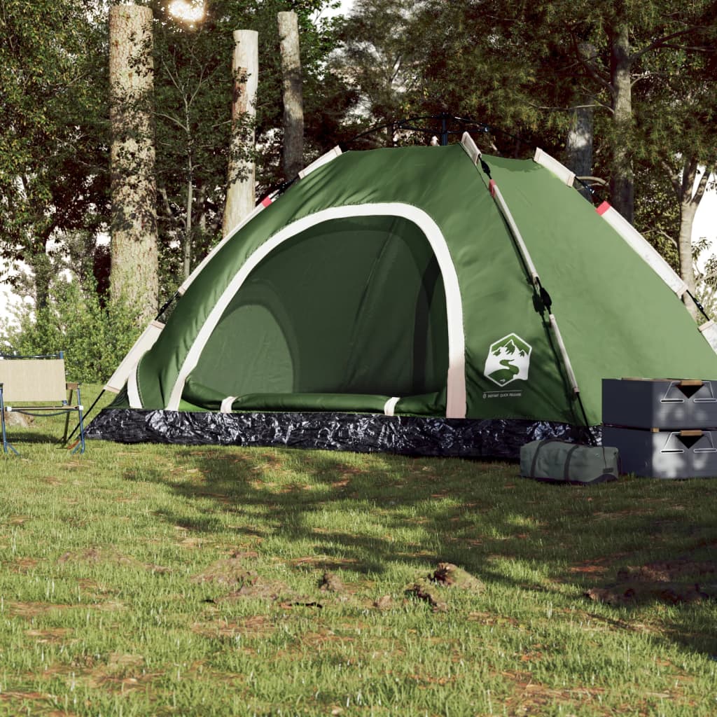 Cort de camping pentru 5 persoane, eliberare rapidă, verde