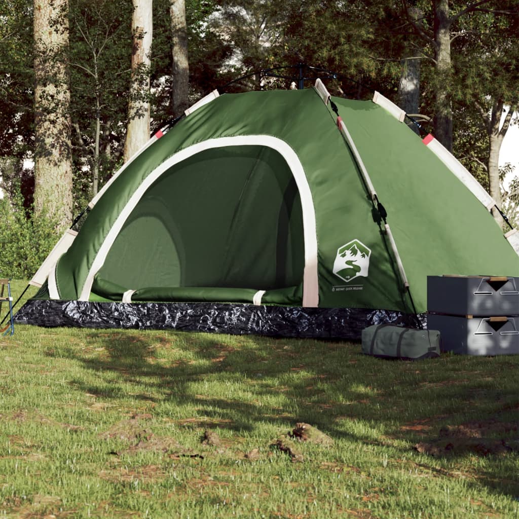 Cort de camping pentru 5 persoane, eliberare rapidă, verde