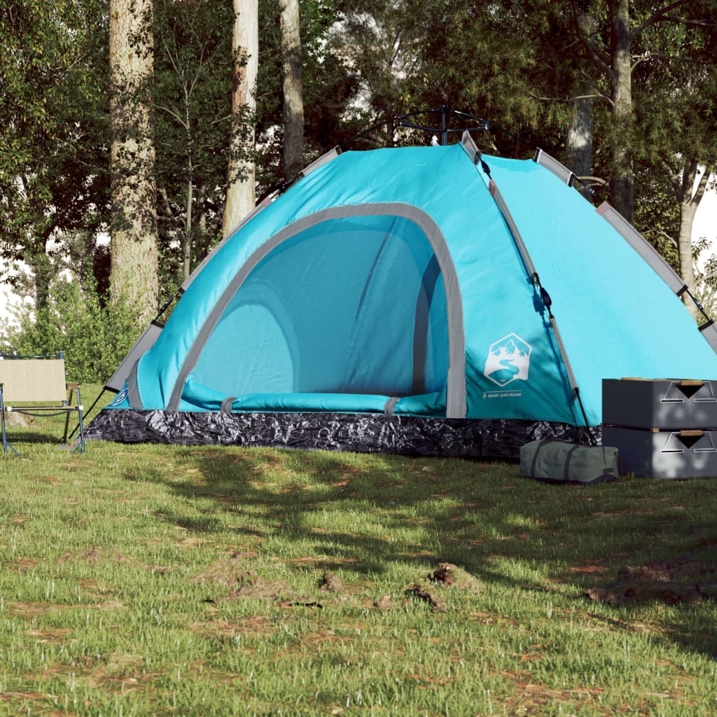 Cort de camping pentru 5 persoane, eliberare rapidă, albastru