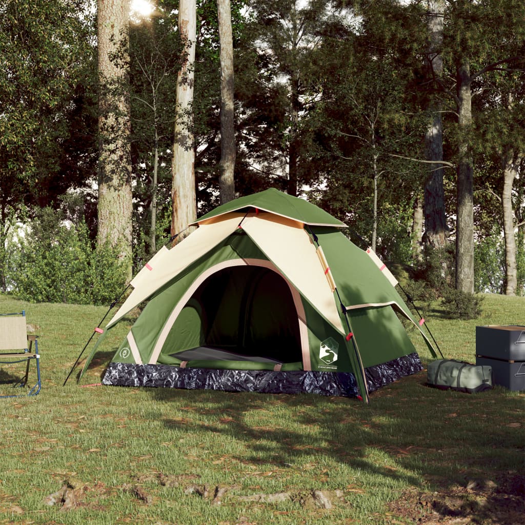 Cort de camping cupolă 3 persoane, setare rapidă, verde