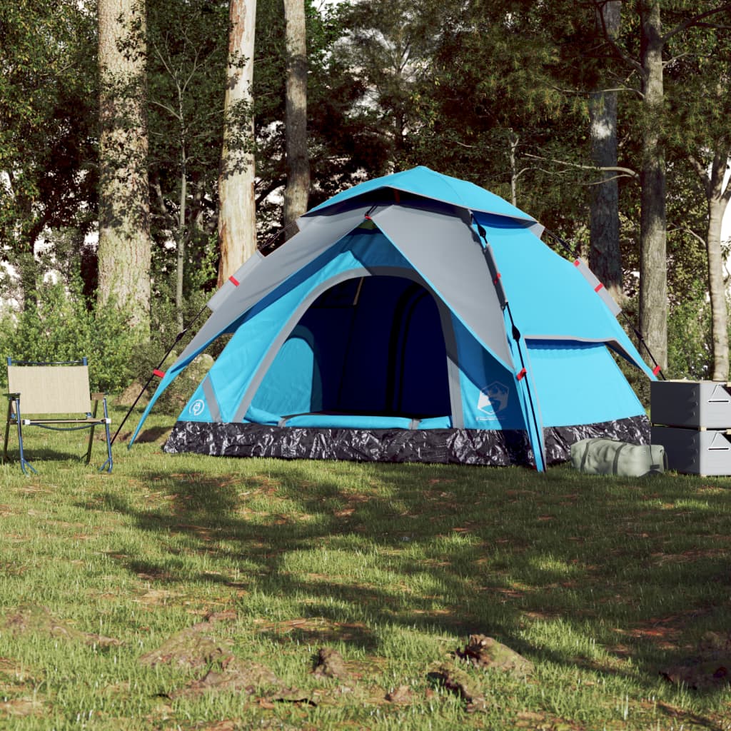 Cort de camping cupolă 5 persoane, setare rapidă, albastru