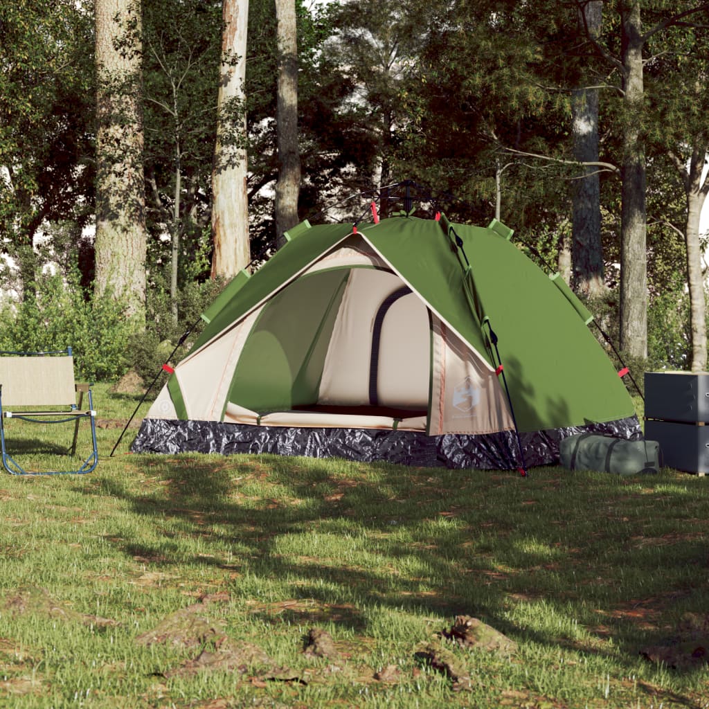 Cort de camping cupolă 3 persoane, setare rapidă, verde