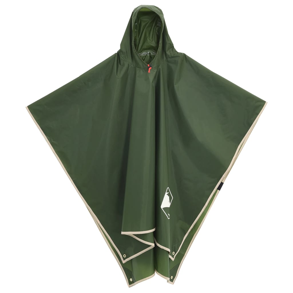 Poncho de ploaie cu glugă, design 2 în 1, verde, 223x145 cm