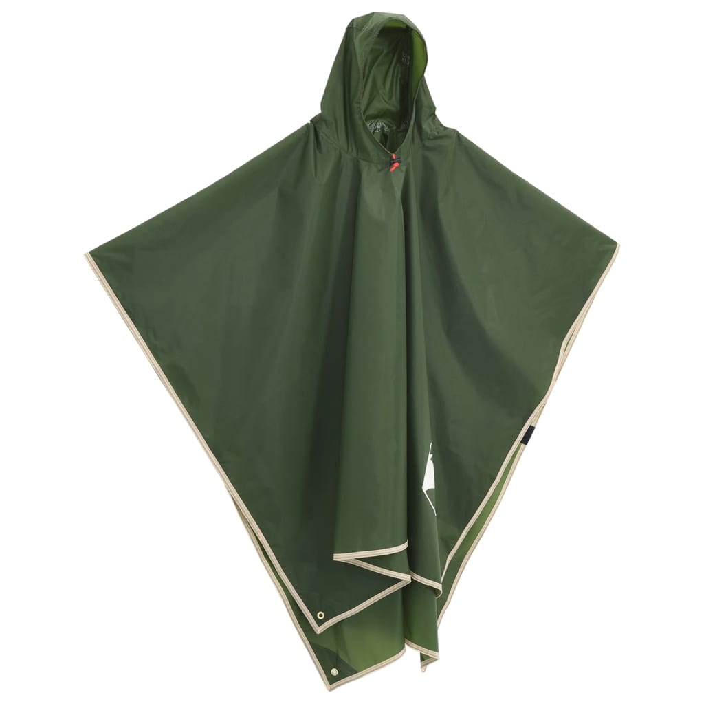 Poncho de ploaie cu glugă, design 2 în 1, verde, 223x145 cm