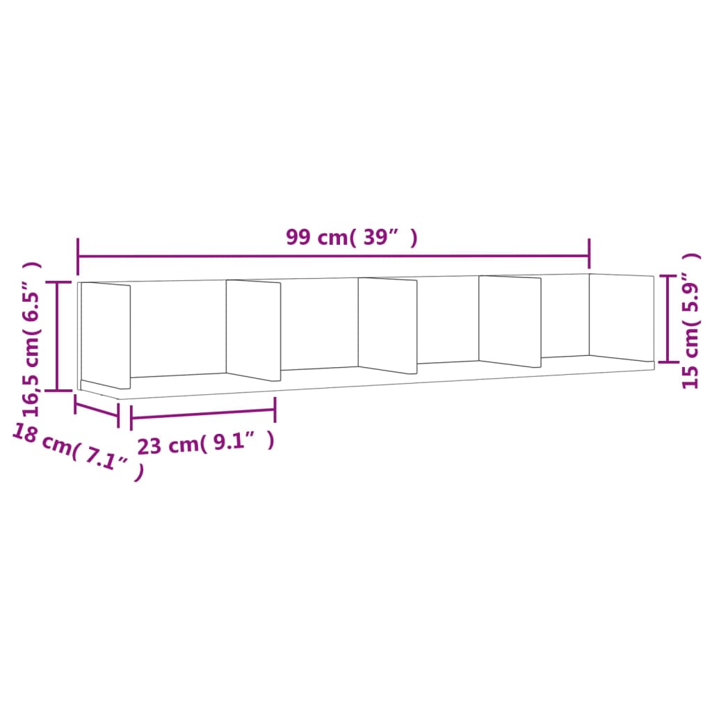 Dulap de perete, alb, 99x18x16,5 cm, lemn prelucrat