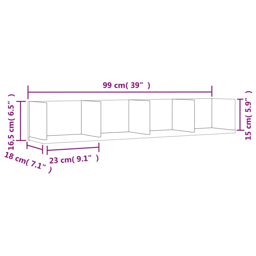 Dulap de perete, gri beton, 99x18x16,5 cm, lemn compozit