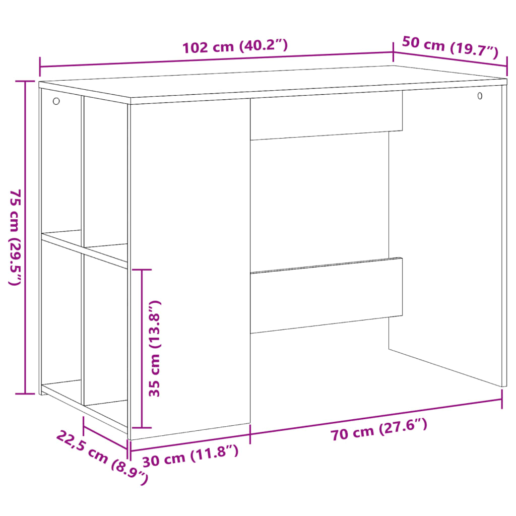 Birou, gri sonoma, 102x50x75 cm, lemn compozit