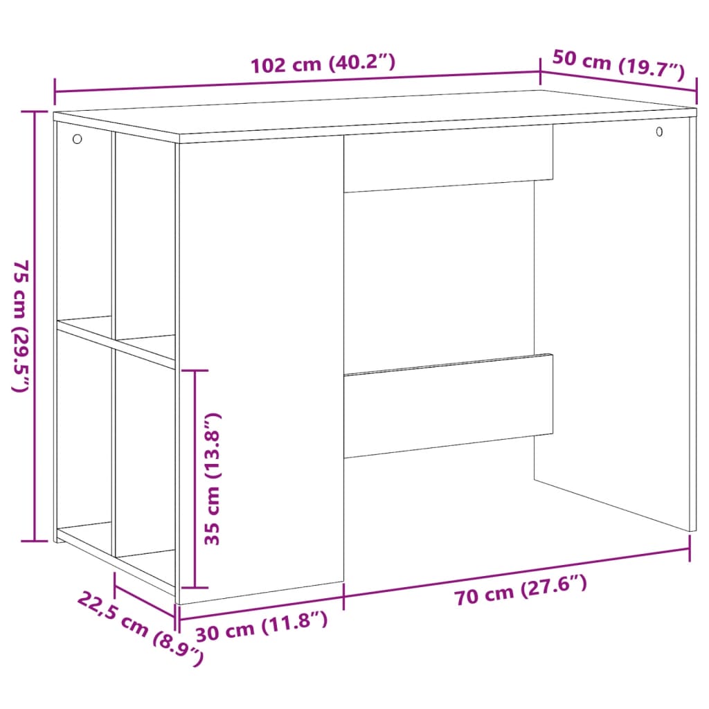 Birou, stejar maro, 102x50x75 cm, lemn compozit