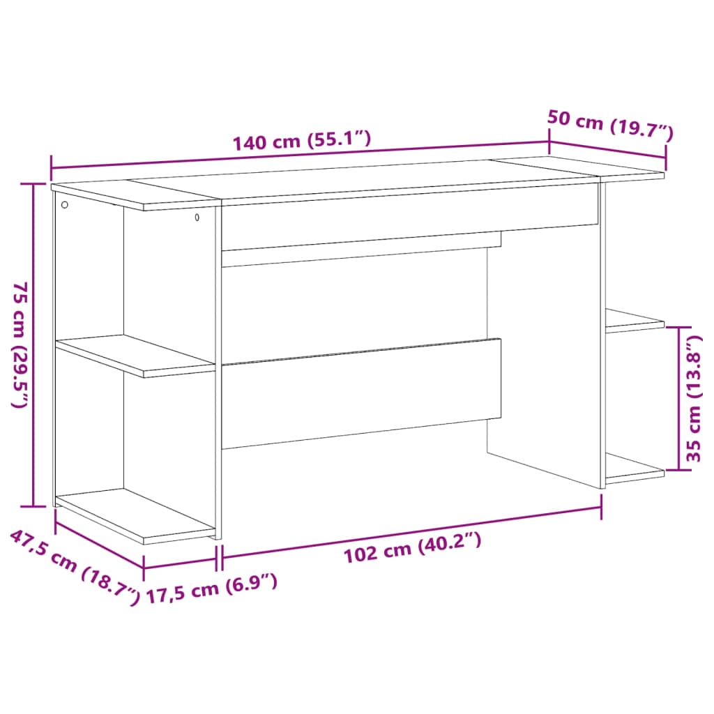 Birou, negru, 140x50x75 cm, lemn prelucrat