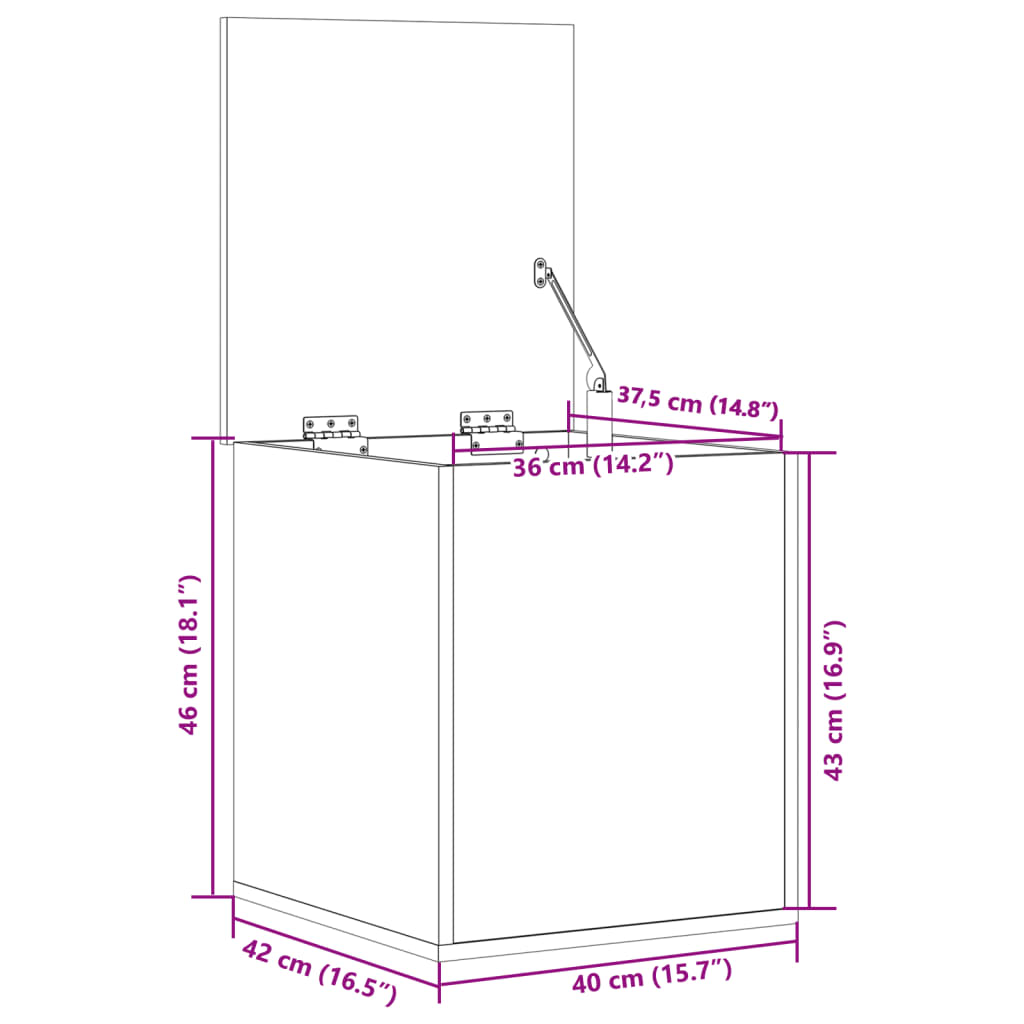 Cutie de depozitare, gri beton, 40x42x46 cm, lemn prelucrat