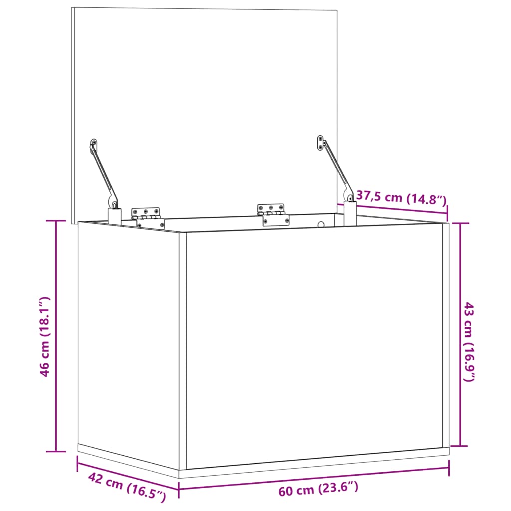 Cutie de depozitare, gri beton, 60x42x46 cm, lemn prelucrat