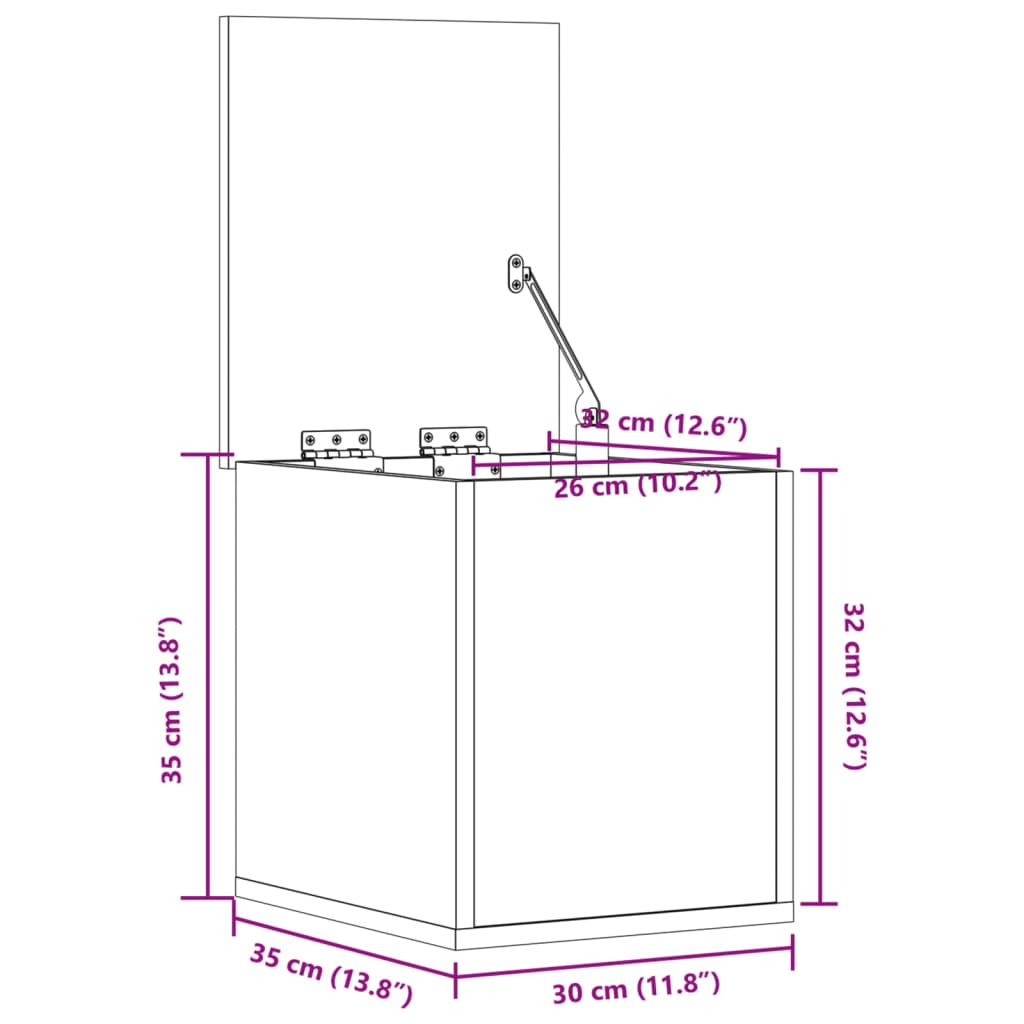 Cutie de depozitare, gri beton, 30x35x35 cm, lemn prelucrat