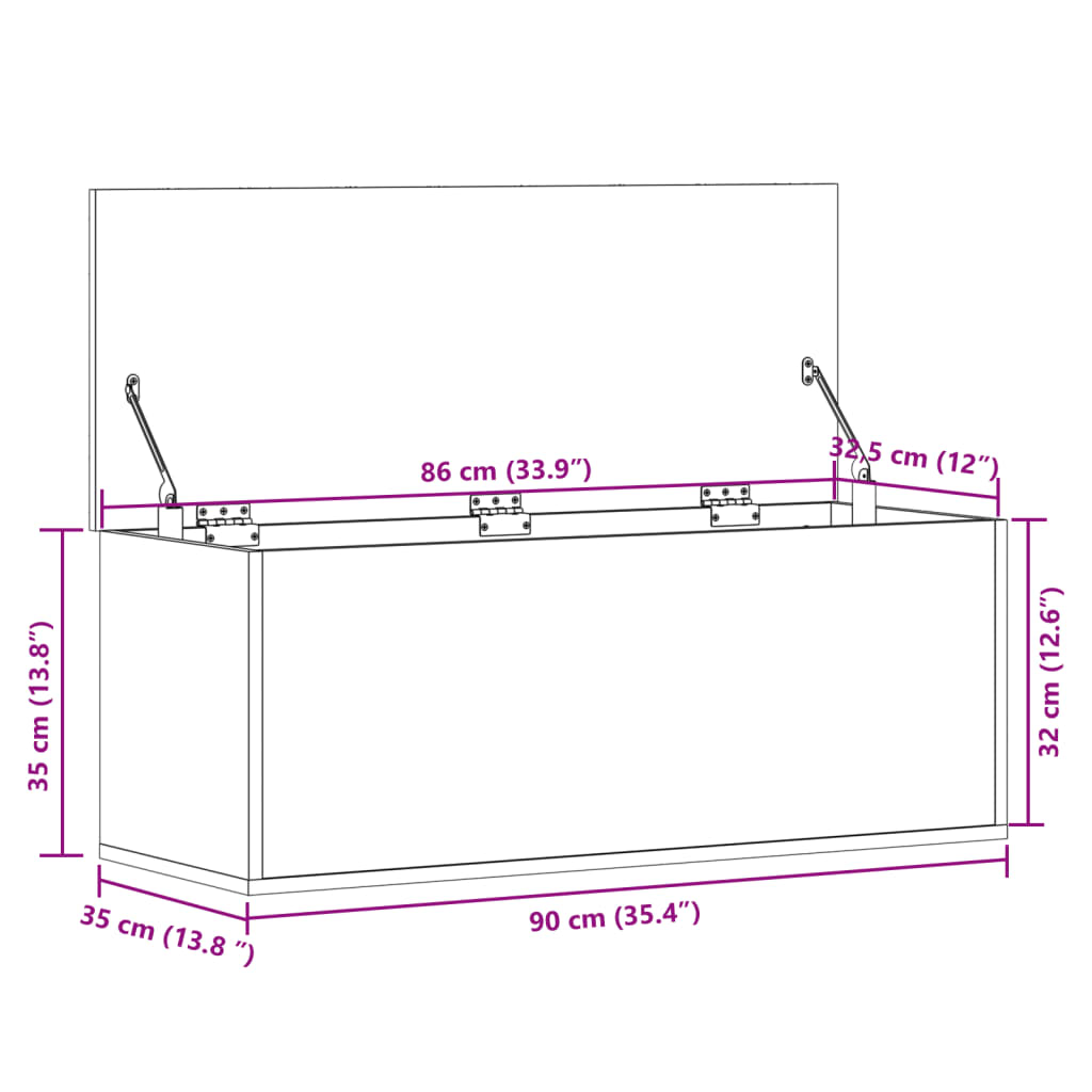 Cutie de depozitare, negru, 90x35x35 cm, lemn prelucrat