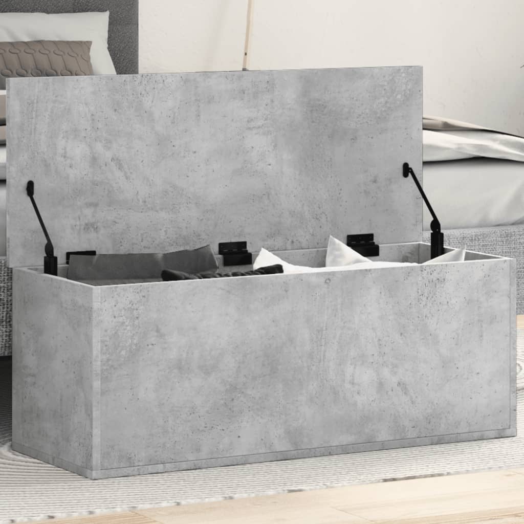 Cutie de depozitare, gri beton, 90x35x35 cm, lemn prelucrat