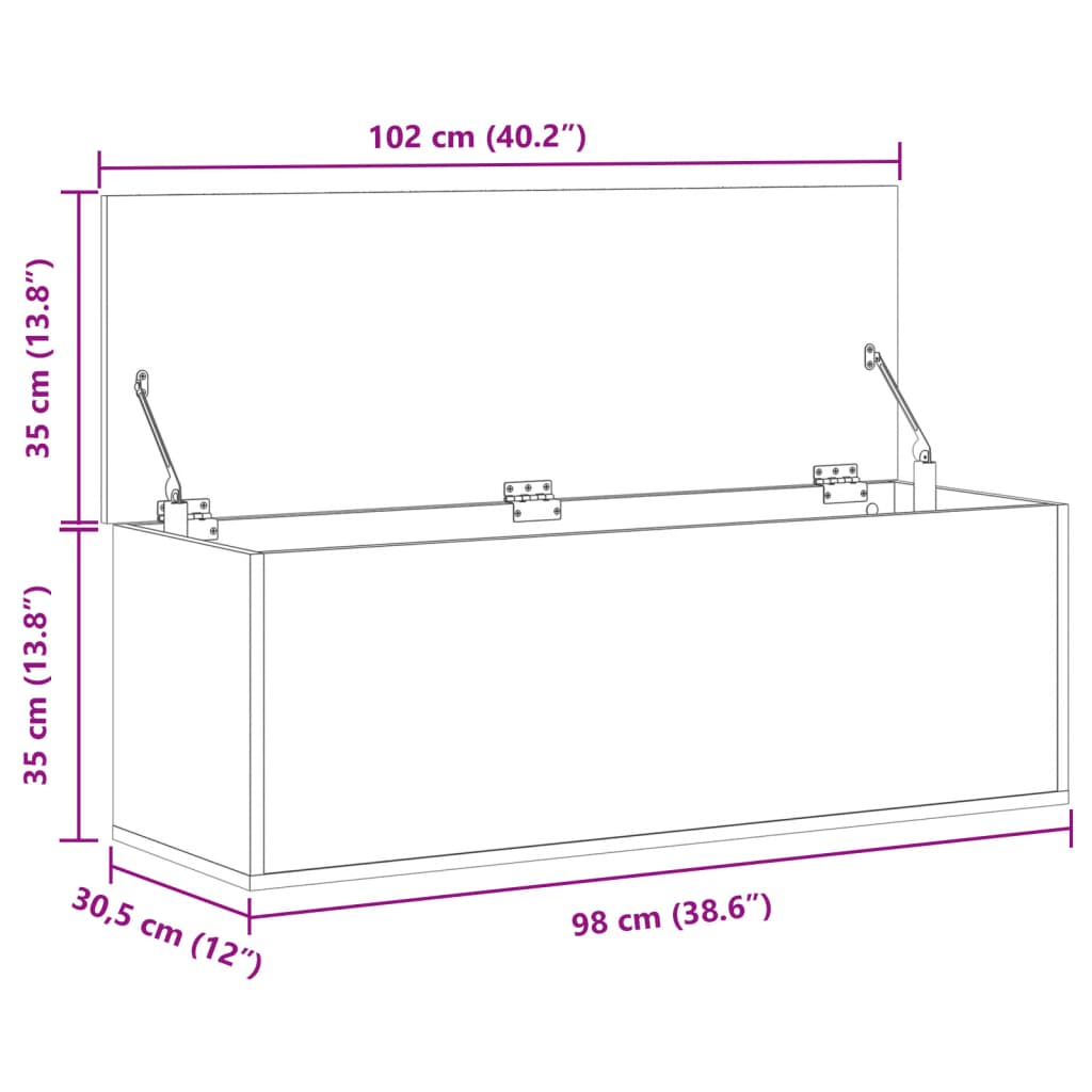 Cutie de depozitare, stejar sonoma, 102x35x35cm, lemn prelucrat