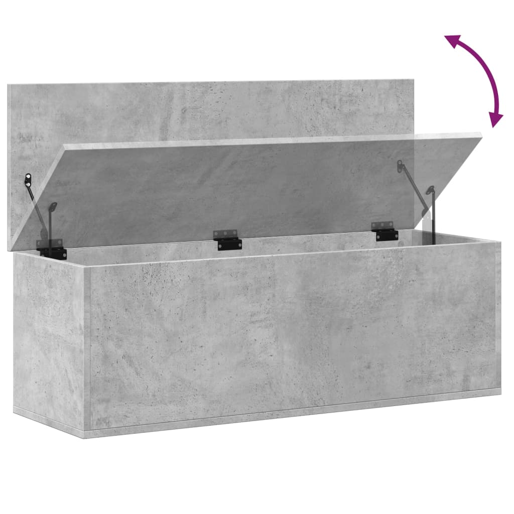 Cutie de depozitare, gri beton, 102x35x35 cm, lemn prelucrat