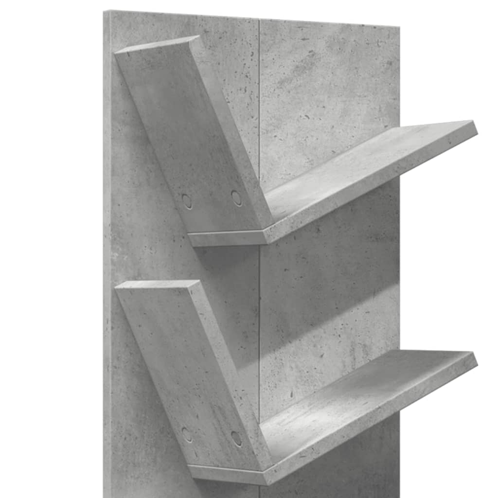 Bibliotecă de perete cu 4 niveluri, gri beton, 33x16x90 cm