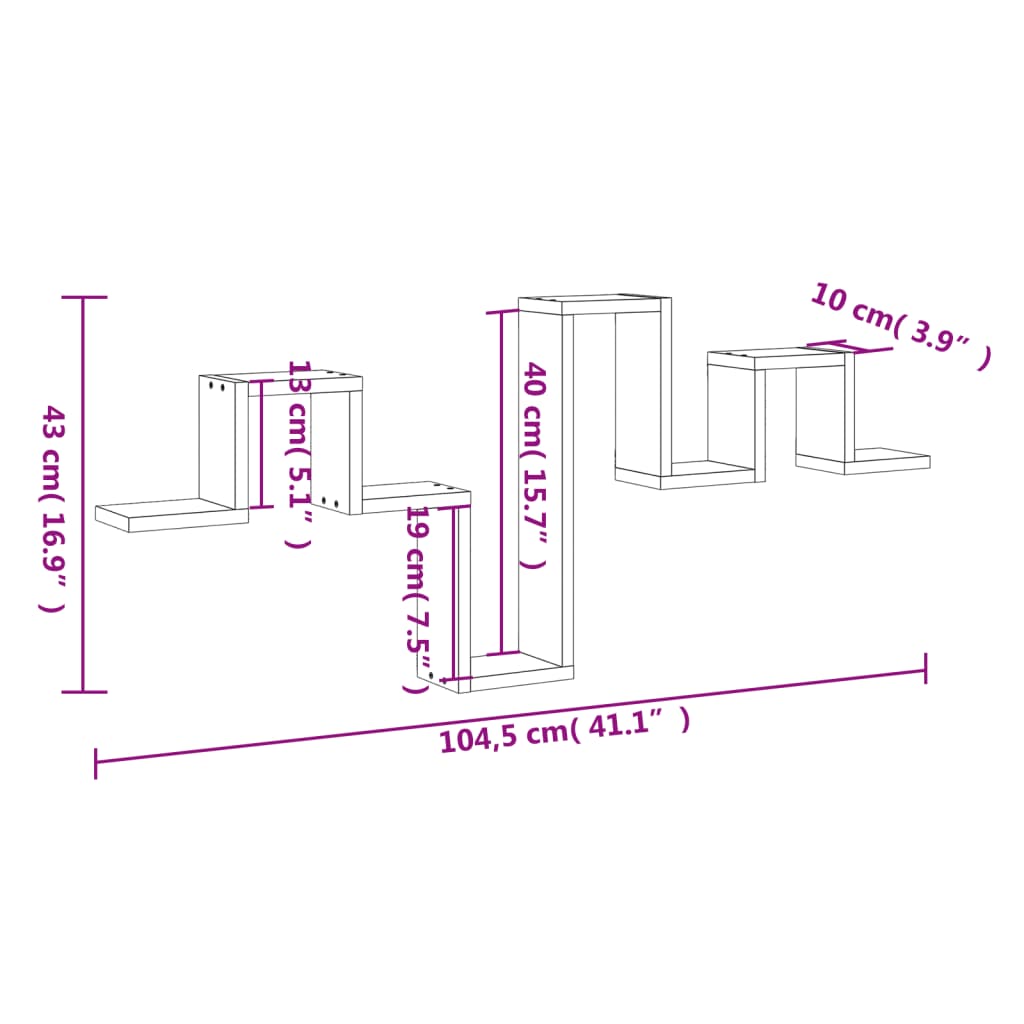 Raft de perete, gri beton, 104,5x10x43 cm , lemn prelucrat