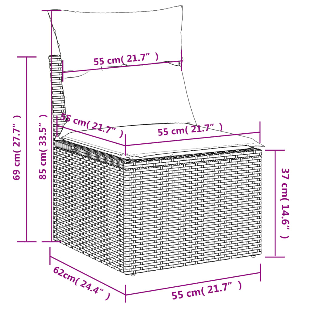 Set mobilier de grădină cu perne, 6 piese, negru, poliratan