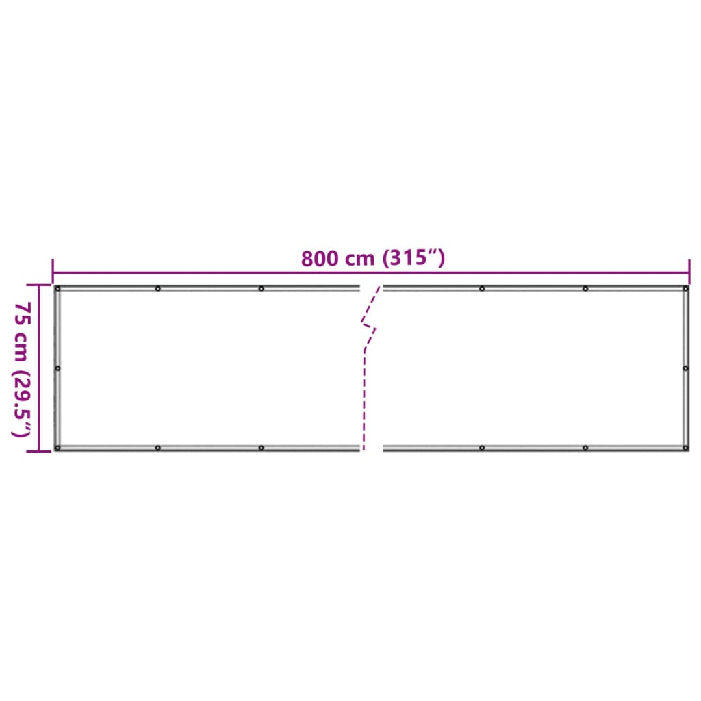 Paravan de balcon, antracit, 800x75 cm, PVC