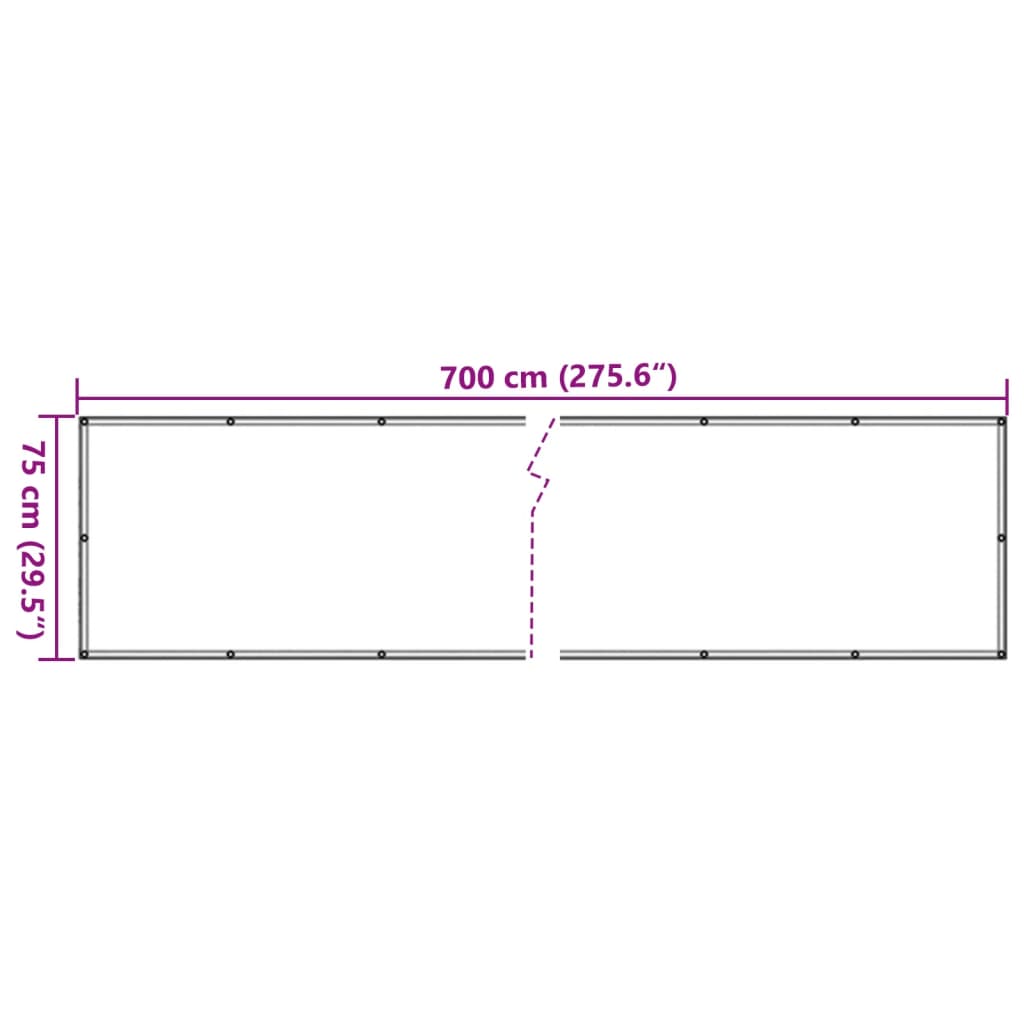 Paravan de balcon, alb, 700x75 cm, PVC