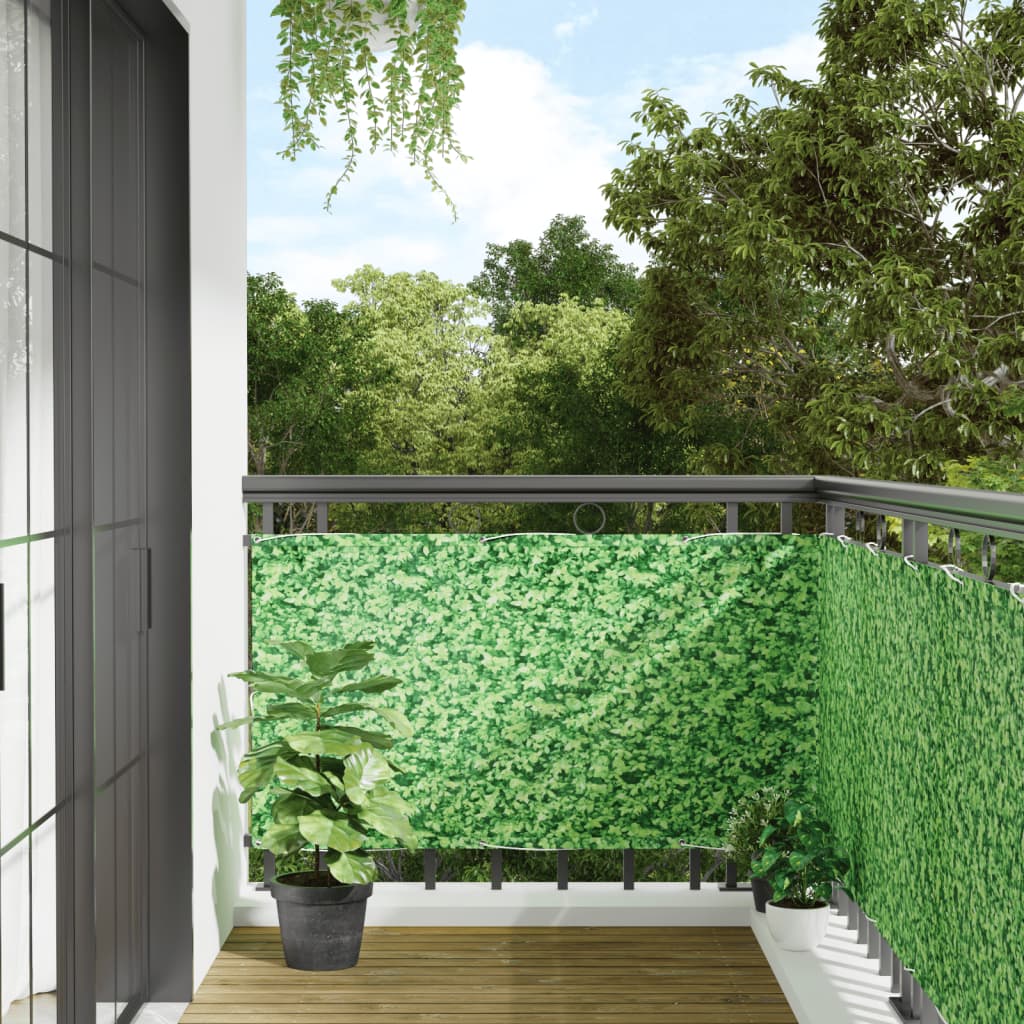 Paravan de balcon cu aspect de plantă, verde, 500x75 cm, PVC