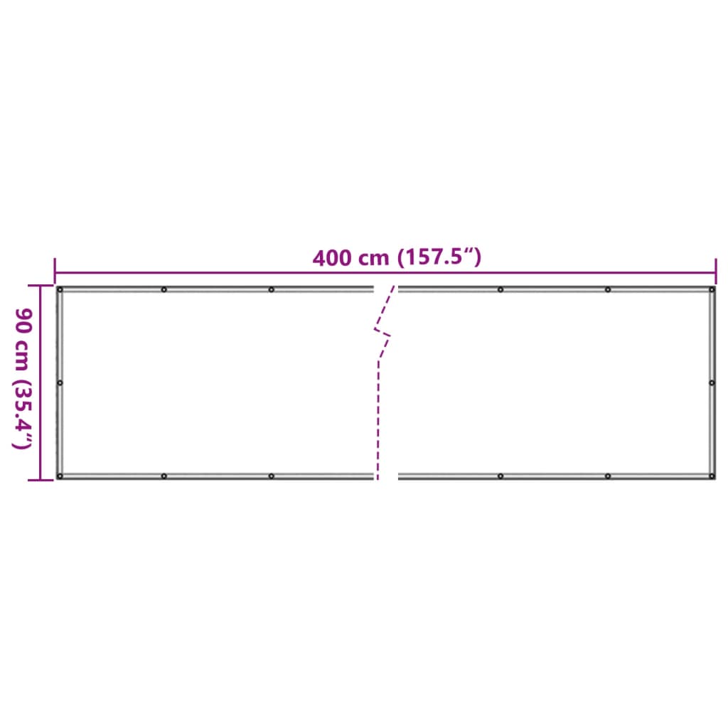 Paravan de balcon, gri, 400x90 cm, PVC