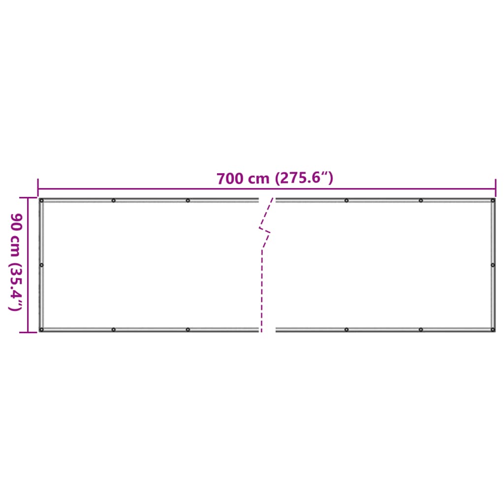 Paravan de balcon, gri, 700x90 cm, PVC