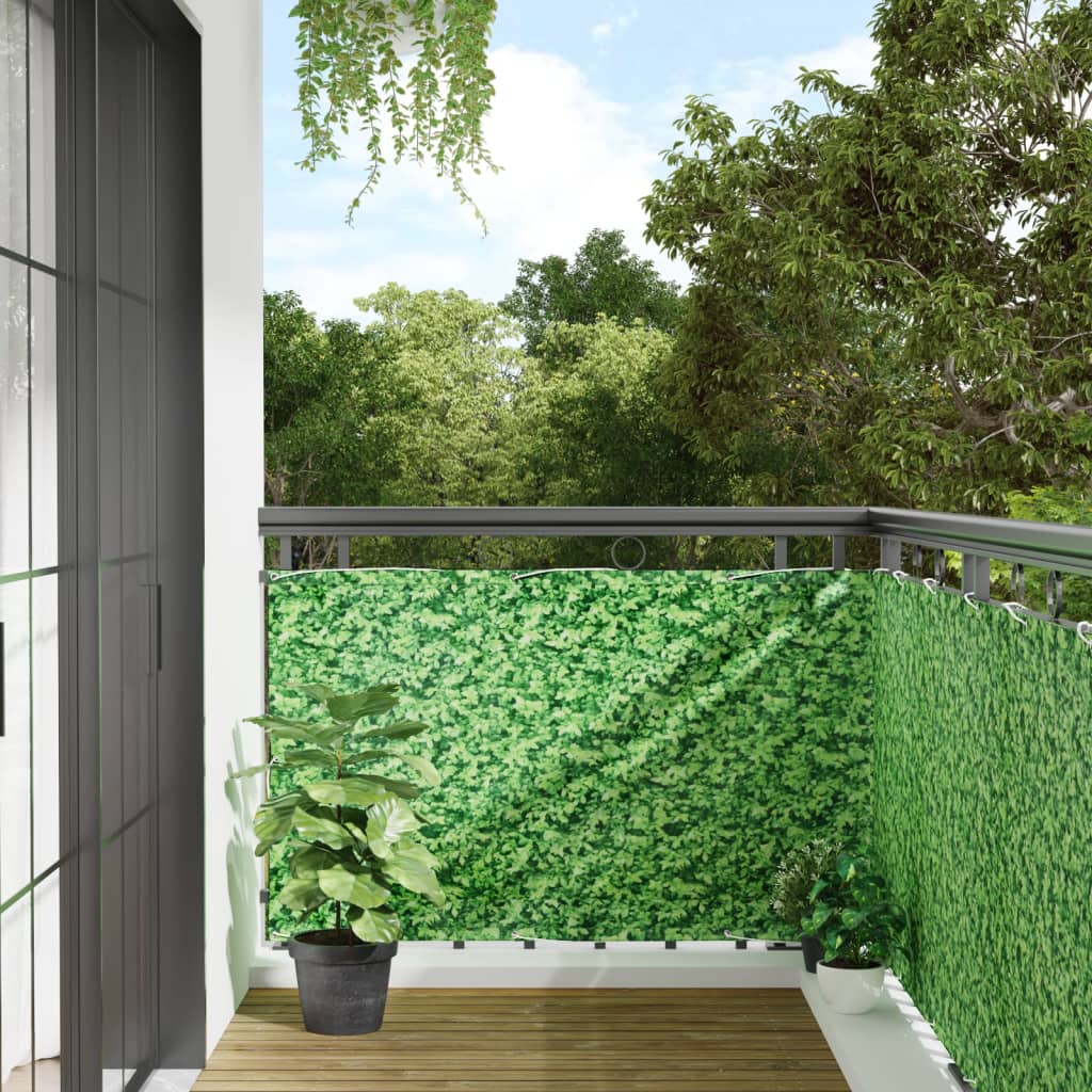 Paravan de balcon cu aspect de plantă, verde, 400x90 cm, PVC