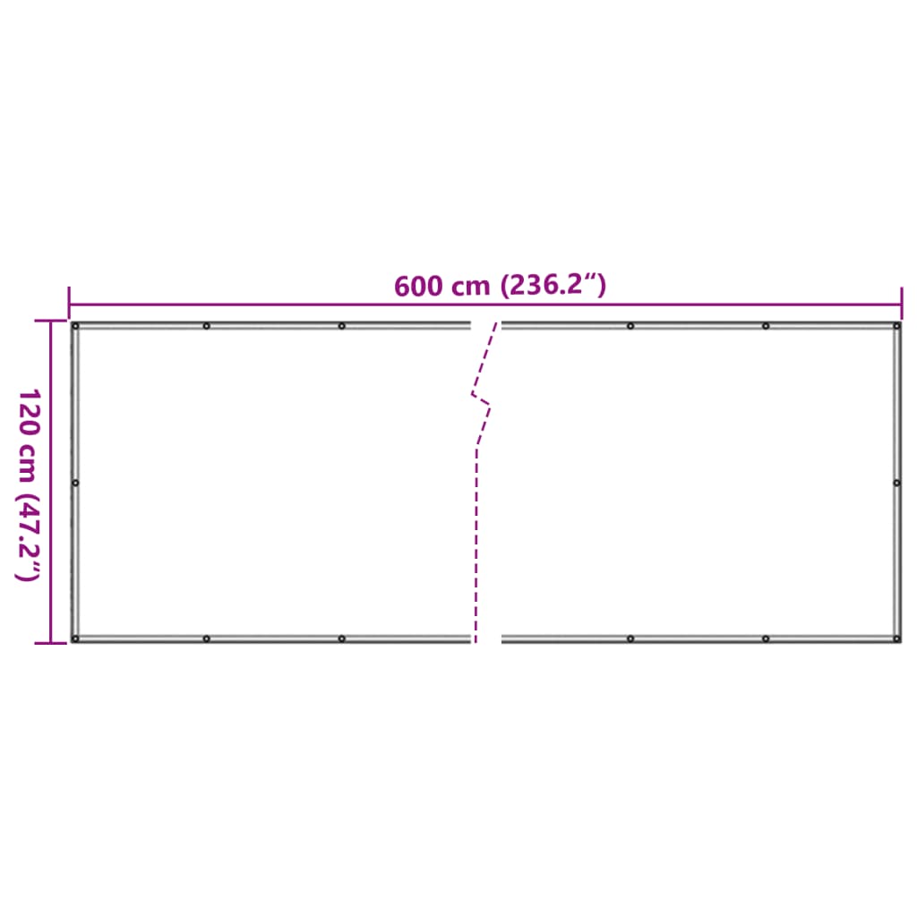 Paravan de balcon, antracit, 600x120 cm, PVC