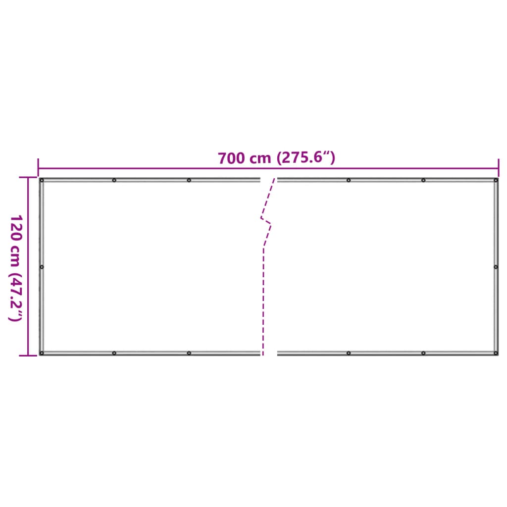 Paravan de balcon, antracit, 700x120 cm, PVC