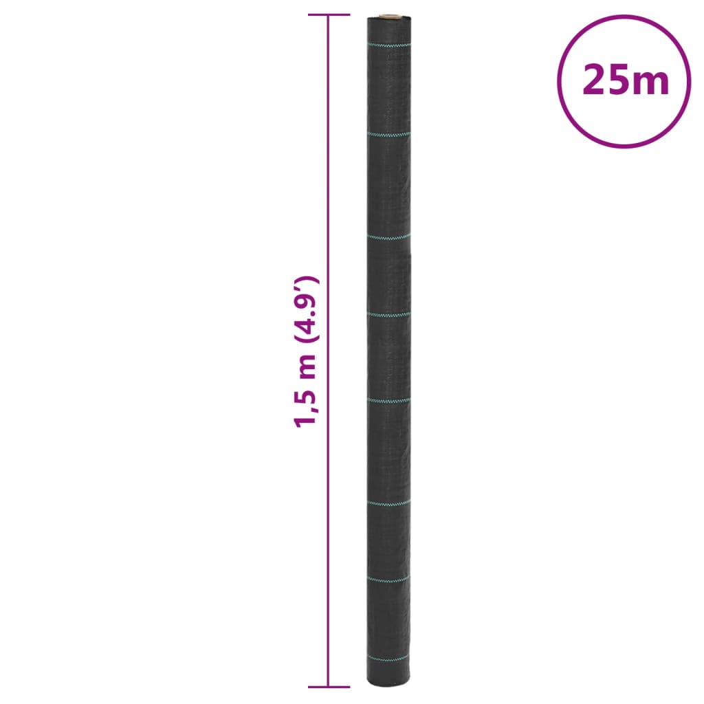 Membrană antiburuieni, negru, 1,5x25 m, PP