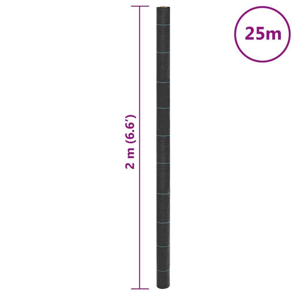 Membrană antiburuieni, negru, 2x25 m, PP