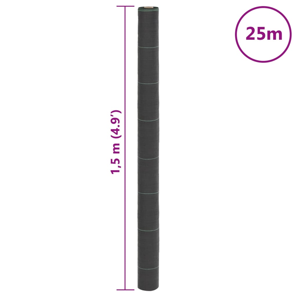 Membrană antiburuieni, negru, 1,5x25 m, PP