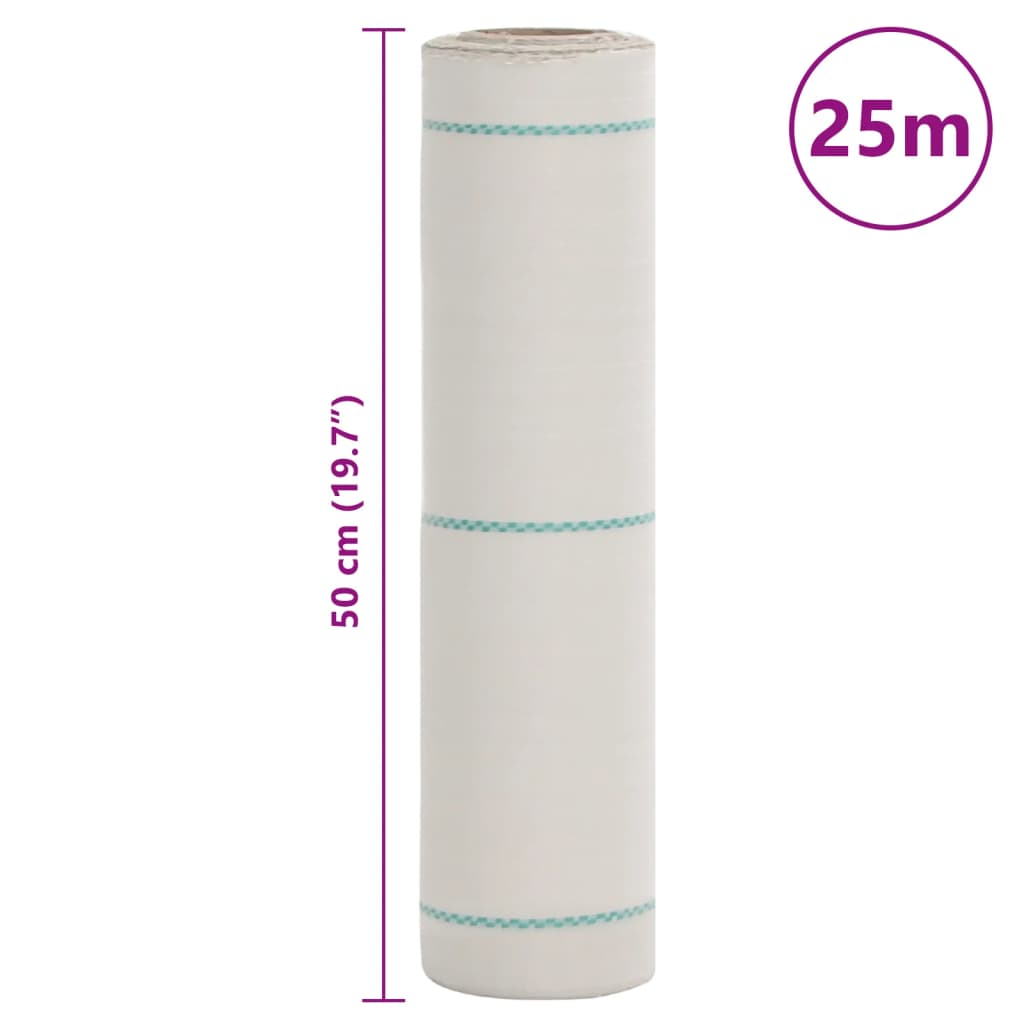 Membrană antiburuieni, alb, 0,5x25 m, PP