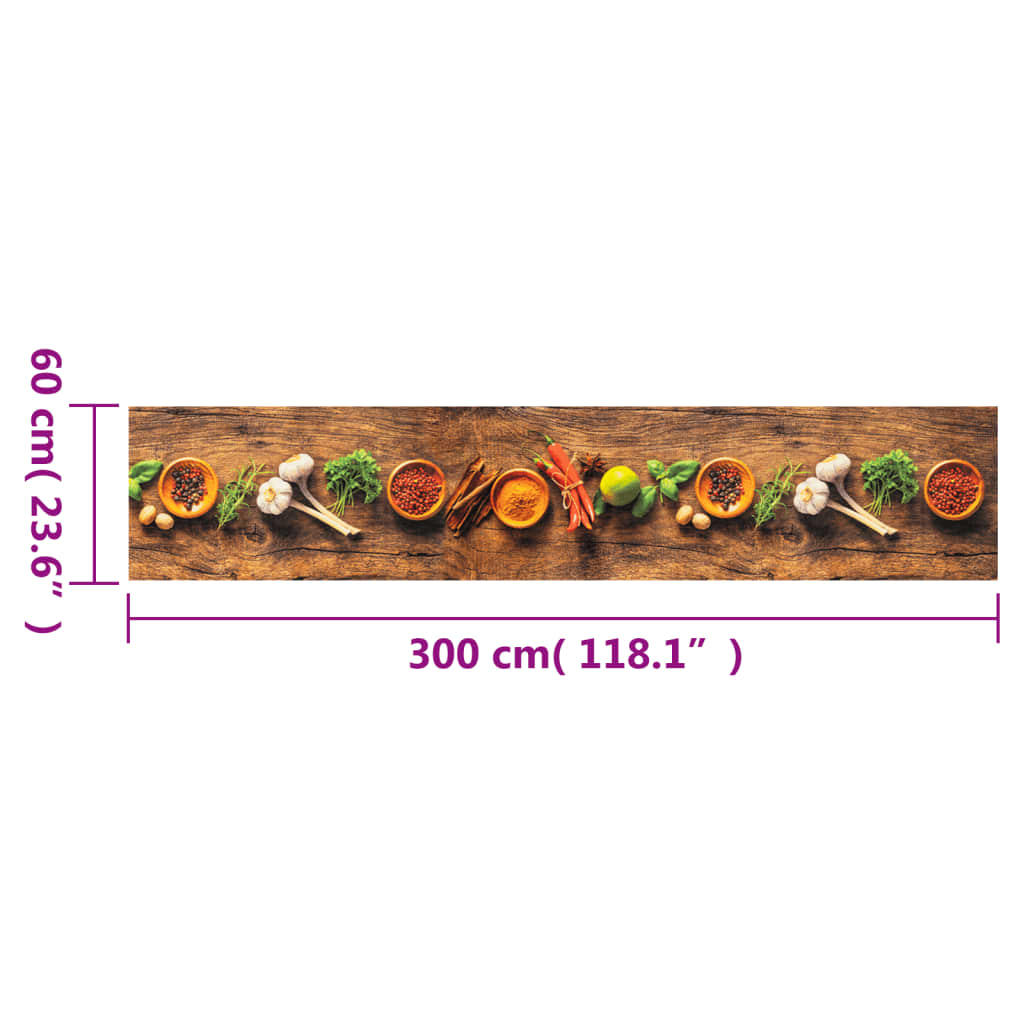 Covor de bucătărie lavabil Spices, 60x300 cm, catifea