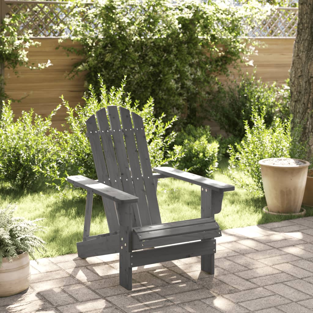 Scaun Adirondack, gri, 69x85x90,5 cm, lemn masiv de brad