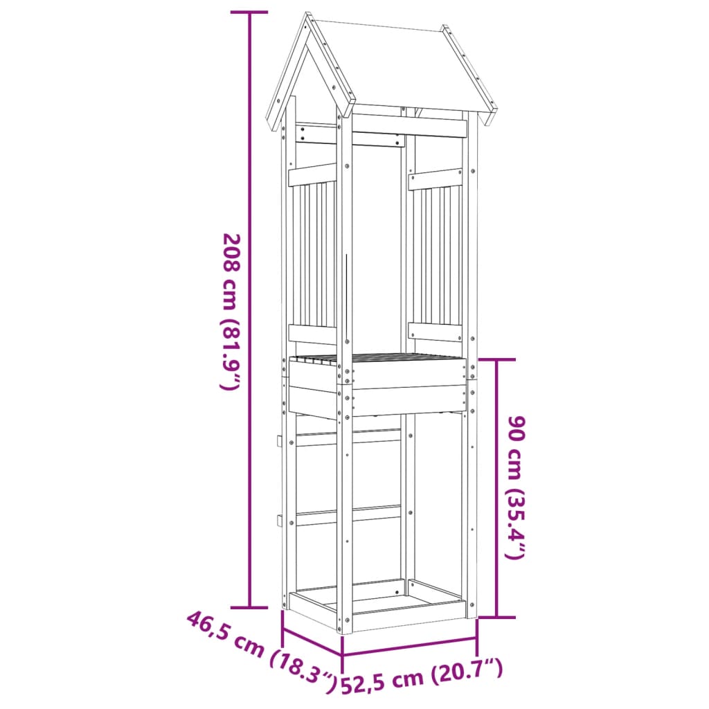 Turn de joacă, 52,5x46,5x208 cm, lemn masiv de pin