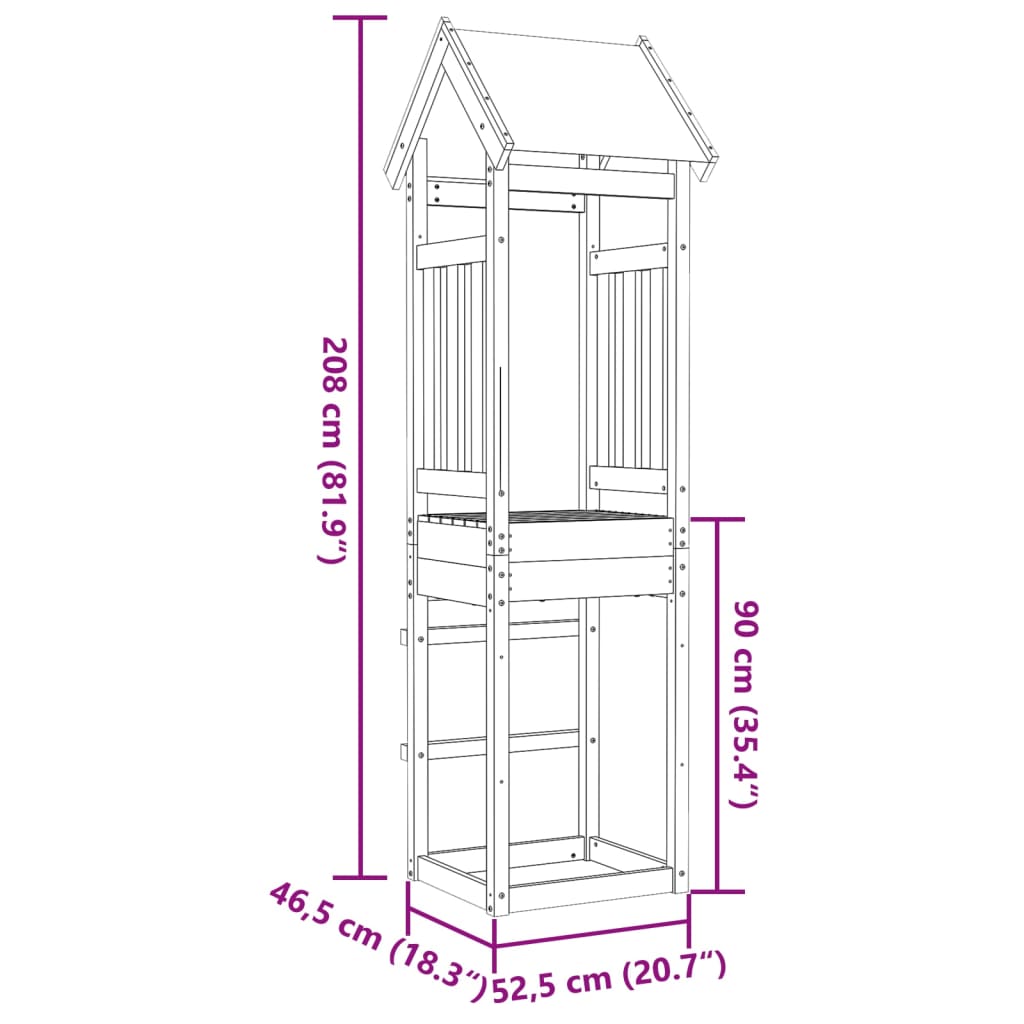 Turn de joacă, 52,5x46,5x208 cm, lemn de pin impregnat